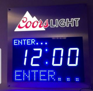 Coors Beer Motion Moving Message Board Light Up Clock Sign Bar Game Room