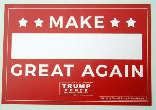 Donald Trump Mike Pence Campaign Poster Make _ Great Again.  2016 Red Sign
