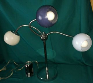 Vintage Style Mcm 3 Way Chrome Base Orb Atomic Eyeball Goose Neck Table Lamp