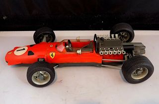 Vintage Tinplate & Plastic Clockwork Schuco Ferrari F2 Racing Car.  Germany.  Af