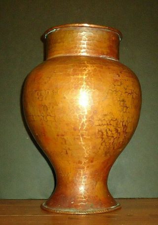 Old Handmade Hand Hammered Copper Vase Mission Craftsman Era Style
