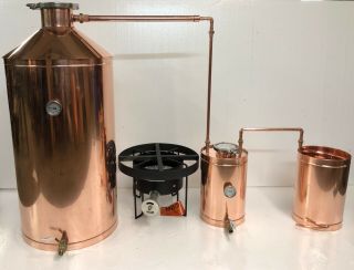Stillz 50 Gallon Copper Moonshine Still With Custom 220,  000 Btu Propane Burner