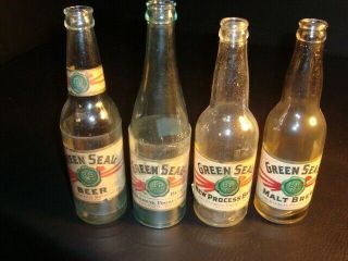 Circa 1920s Green Seal Labeled Bottles,  Buckeye Brewing,  Set Of 4,  Toledo,  Ohio