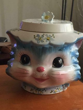 Vintage Lefton China Miss Priss Cat Kitten Cookie Jar Nr