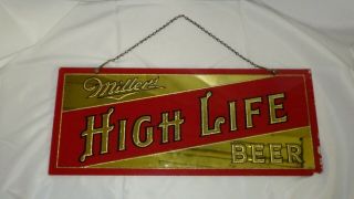 Vintage Miller High Life Beer Advertising Sign Reverse Paint On Glass