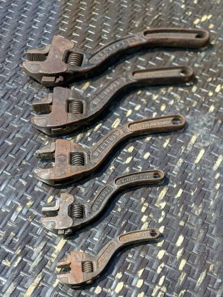 Vintage Westcott 12 ",  10”,  8” 6 " 14 " Adjustable Wrench S Wrench Full Set