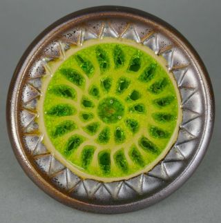 Vtg Mid Century Robert Maxwell Ceramic Crystalline Green Glaze Small Plate Dish