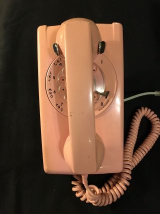 Vintage Western Electric Bell System Pink Rotary Dial Wall 554 Telephone 1970 ?