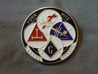 Masonic 3 " Car Emblem York Rite Bodies Square Compass Metal Freemason