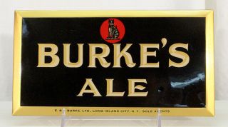 Burkes Ale Toc Tin Litho Cat Guinness Beer Sign Long Island City Queens York