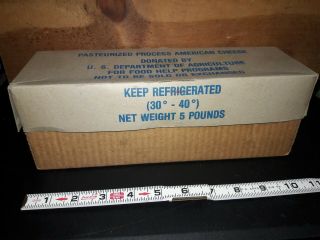 Vintage 1986 U S Dept Of Agriculture Food Help Programs 5lb Processed Cheese Box