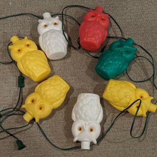 Vintage Owl Plastic Blow Mold Patio / Camper / Rv String Lights 14 
