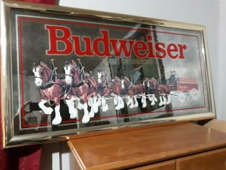 Rare Vintage 1991 50,  Inch Budweiser Clydesdale Mirror - Anheuser - Busch Sign