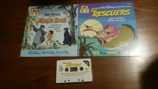 Walt Disney Jungle Book/rescuers Read Along Books And Cassette