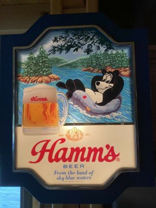 Rare Hamms Beer Bear In Inner - Tube Lighted Bar Sign