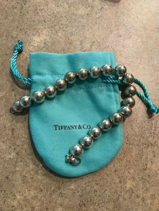 Authentic Vintage Tiffany & Co.  Sterling Silver 10mm Ball Bead Bracelet 7.  50”
