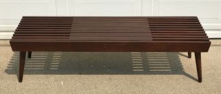 Mid - Century Expandable Wood Slat Bench Coffee Table