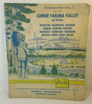 Vintage Telephone Directory 1959 Lower Yakima Valley Or Wa Yellow Pages