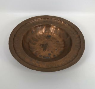 1930’s Erhard Glander Hand Hammered Wrought Rimmed Copper Bowl Arts Crafts
