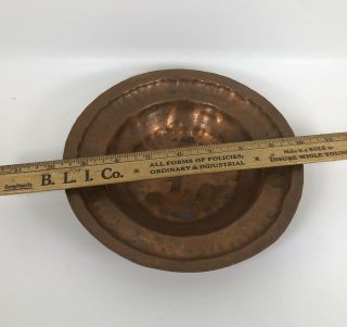 1930’s Erhard Glander Hand Hammered Wrought Rimmed Copper Bowl Arts Crafts 3