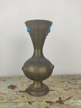 Arts & Crafts Liberty & Co Style Brass And Enamel Goblet / Vase