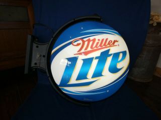Big Miller Lite Beer Rotating Bar Sign Light Man Cave Brewery &