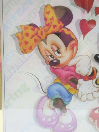 Mickey & Minnie Framed Poster 16 x 20 Glass 40 ' Attire Love Valentine Vintage 2