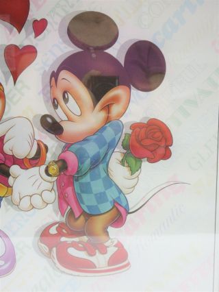 Mickey & Minnie Framed Poster 16 x 20 Glass 40 ' Attire Love Valentine Vintage 3