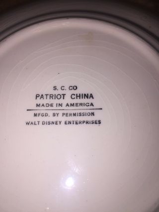 VINTAGE PATRIOT CHINA MINNIE MOUSE PLATE Walt Disney Enterprises 3
