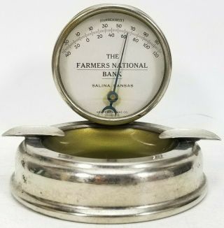 Vintage The Farmers National Bank Thermometer Ashtray Salina Kansas Kemperthomas