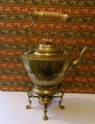 Arts & Crafts William Soutter & Sons Brass Kettle & Stand - Bone Handle -