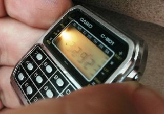 vintage casio c - 801 calculator dual time lcd watch from 1980 module 133 japan 2