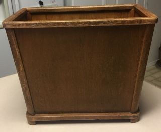 Vintage Nucraft Mid Century Executive Wood Waste Basket Trash Can Solid Wood