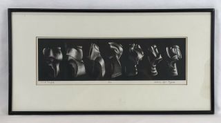 Vintage Mid Century Modern Abstract Heads Etching Mme.  Tanguy 4/10 Signed