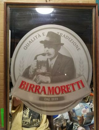 Vintage Birra Moretti Advertising Mirror Sign ☆new In Box☆ 19 " ×27 "