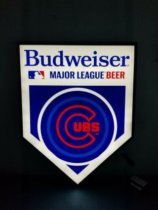 Budweiser Beer Chicago Cubs Baseball Wrigley Field Led Light Up Bar Sign Mlb