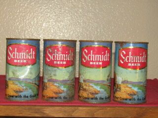 4 Schmidt Flat Top Beer Cans With Train Pfeiffer Brewing Co D/b/a Jacob Schmidt