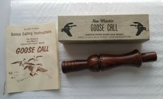 Vintage Ken Martin Horse Shoe Lake Model Olive Branch Goose Call Papers Box