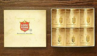 Set Of (6) Lone Star Beer Barrel Glasses - Gold Shield & Stars