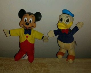 Vintage Walt Disney Productions Mickey Mouse & Donald Duck Wood By Product