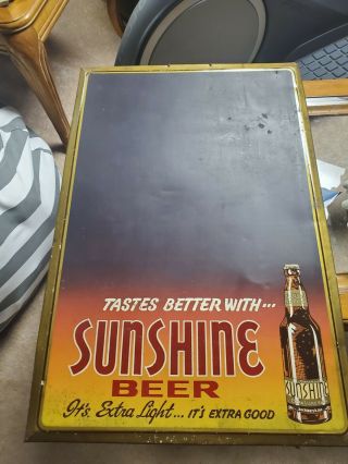 Sunshine Beer Sign Mid 1940s.  Rare Barbeys Beer Chalkboard