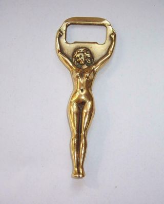 Vintage Art Deco Solid Brass Naked Lady Bottle Opener England Erotic Detail