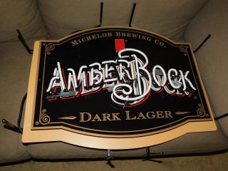 Michelob Amber Bock Beer Neon Light Up Sign Anheuser Busch Dark Lager Very Rare
