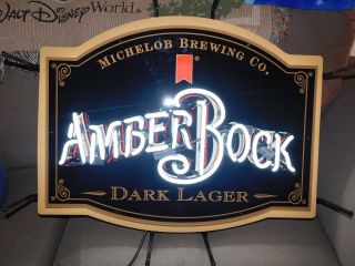 MICHELOB AMBER BOCK BEER NEON LIGHT UP SIGN ANHEUSER BUSCH DARK LAGER VERY RARE 2