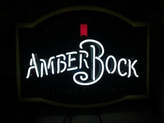 MICHELOB AMBER BOCK BEER NEON LIGHT UP SIGN ANHEUSER BUSCH DARK LAGER VERY RARE 3