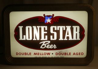 Lone Star •price Bros• Reverse - Glass Lighted Beer Sign San Antonio,  Texas Rog Tx