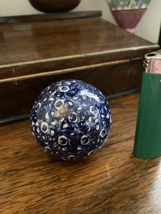 Antique Scottish English Victorian Ceramic Cobalt Carpet Ball,  19th C,  1880 2.  5 "
