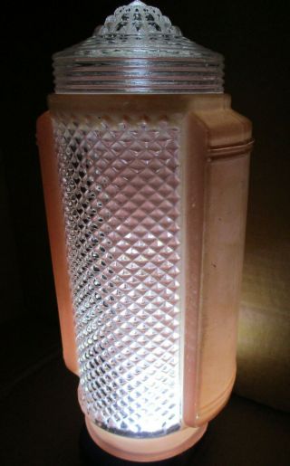 Vintage Lamp Shade Mid Century Art Deco Pink Glass Torpedo Skyscraper Headboard