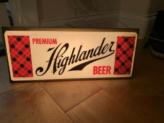 Vintage Highlander Beer Light Up Advertising Sign Missoula Montana Brewery Mont.