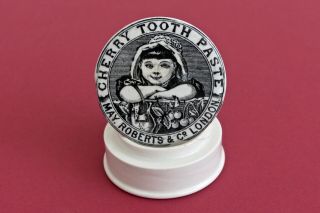 Vintage C1900s May Roberts & Co London Girl Pict Cherry Tooth Paste Potlid,  Base